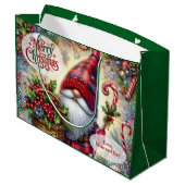 Cute Santa Gnome Christmas Große Geschenktüte (Rückseite Schrägansicht)