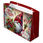 Cute Santa Gnome Christmas Große Geschenktüte (Rückseite Schrägansicht)