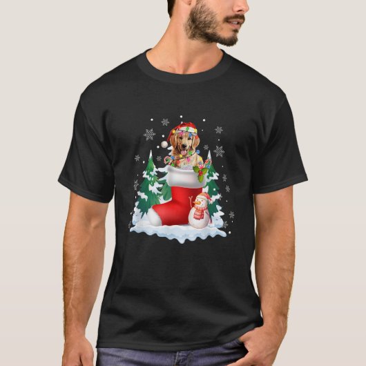 Cute Santa Golden Retriever In Christmas Socks Dog T-Shirt (Vorderseite)
