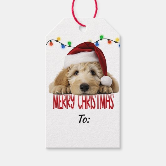 Cute Santa Goldendoodle Christmas Geschenkanhänger (Vorderseite)