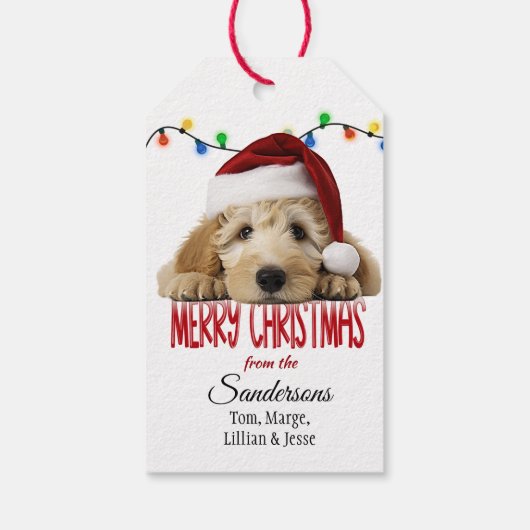 Cute Santa Goldendoodle Christmas Geschenkanhänger (Rückseite)