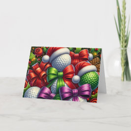 Cute Santa Golf Balls Christmas Holiday Card Feiertagskarte