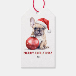 Cute Santa Hat French Bulldog Christmas Geschenkanhänger