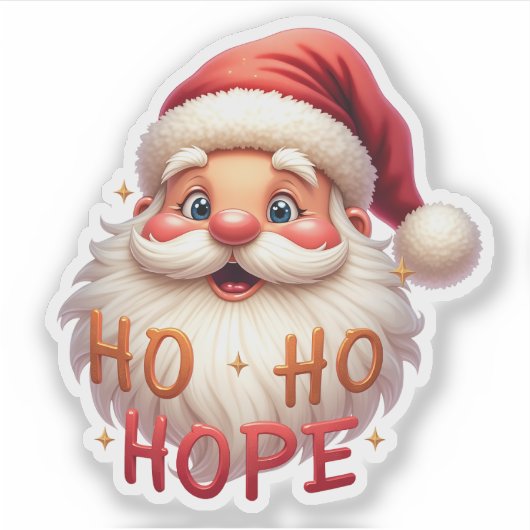 Cute Santa “Ho Ho Hope” Sticker (Vorderseite)