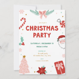 Cute Santa Holiday Kid Christmas Party Invitations Einladung
