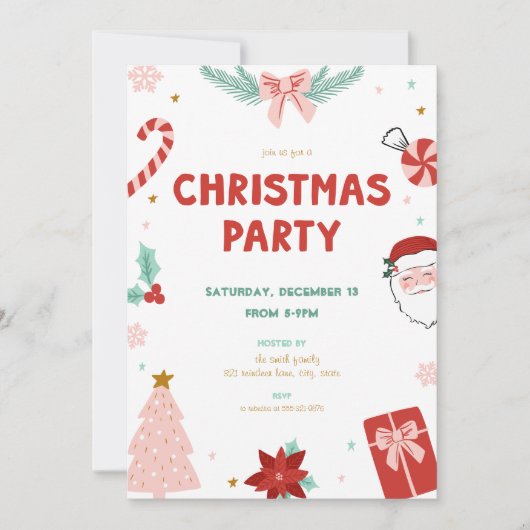 Cute Santa Holiday Kid Christmas Party Invitations Einladung (Vorderseite)