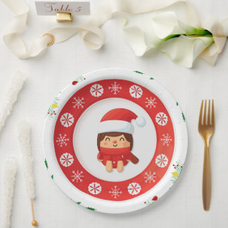 Cute Santa Holiday Paper Plate Pappteller