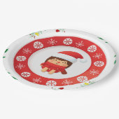 Cute Santa Holiday Paper Plate Pappteller (Schrägansicht)