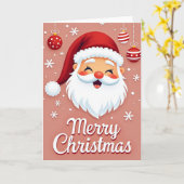 Cute Santa Merry Christmas Card with Ornaments Karte (Gelbe Blume)