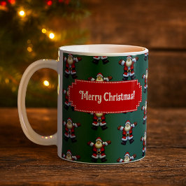 Cute Santa Merry Christmas! Father Xmas Pattern Kaffeetasse