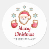 Cute Santa Merry Christmas Runder Aufkleber (Vorderseite)