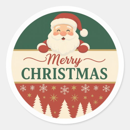 Cute Santa Merry Christmas Sticker (Vorderseite)