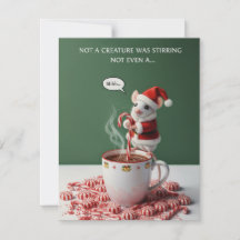 Cute Santa Mouse Stirring Cocoa Funny Xmas Card