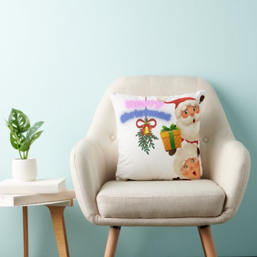 Cute Santa & Mrs. Claus Merry Christmas Greeting  Kissen (Stuhl )