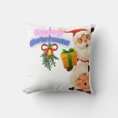 Cute Santa & Mrs. Claus Merry Christmas Greeting Kissen (Vorderseite)