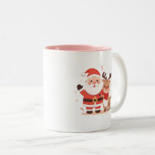 Cute Santa & Reindeer Christmas Mug Zweifarbige Tasse (VorderseiteRechts)