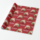 Cute Santa Reindeer Merry Christmas Name Red Geschenkpapier (Ungerollt)