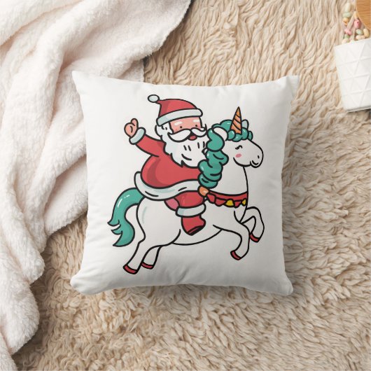 Cute Santa Riding Unicorn – Adorable Kissen (Decke)