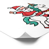 Cute Santa Riding Unicorn – Adorable Poster (Ecke)