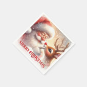 Cute Santa Rudolph Christmas Dinner Napkins Serviette (Ecke)