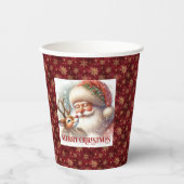 Cute Santa & Rudolph Christmas Party Paper Cup Pappbecher (Vorderseite)