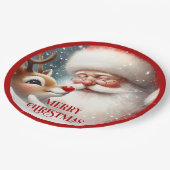 Cute Santa Rudolph Christmas Party Paper Plates Pappteller (Schrägansicht)