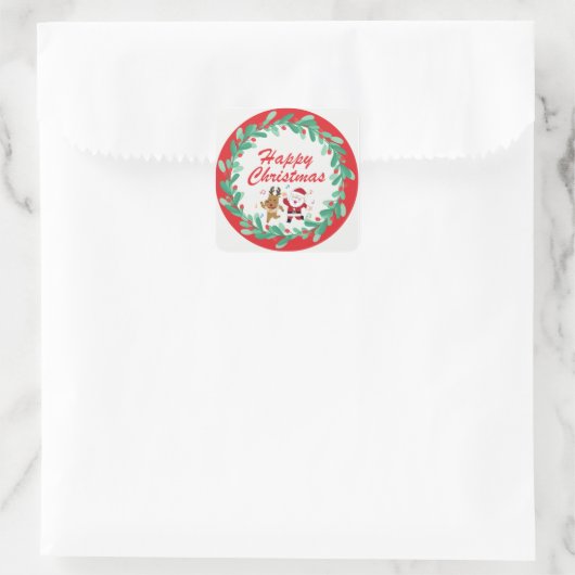 Cute Santa & Rudolph Christmas Sticker (Tasche)