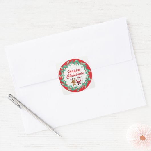 Cute Santa & Rudolph Christmas Sticker (Umschlag)