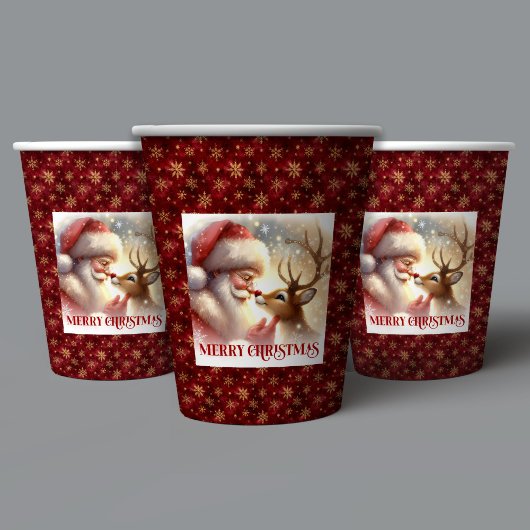 Cute Santa Rudolph Cups for Kids Christmas Party Pappbecher