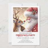 Cute Santa Rudolph Holiday Celebration Invitation Einladung (Vorderseite)