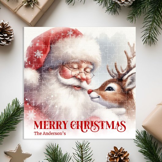 Cute Santa Rudolph Personalized Xmas Puzzle Kids