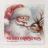 Cute Santa Rudolph Personalized Xmas Puzzle Kids (Vertikal)