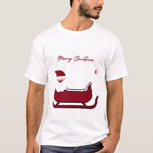 Cute Santa Sleigh Merry Christmas T-Shirt (Vorderseite)