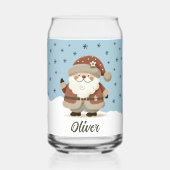 Cute Santa Snowflakes Kids Name Dosenglas (Rückseite)