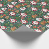 Cute Santa Snowman Gingerbread Christmas Wrapping Geschenkpapier (Ecke)