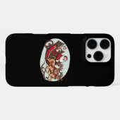 Cute Santa Traveling with Train pulled by the rein iPhone Hülle (Rückseite (Horizontal))