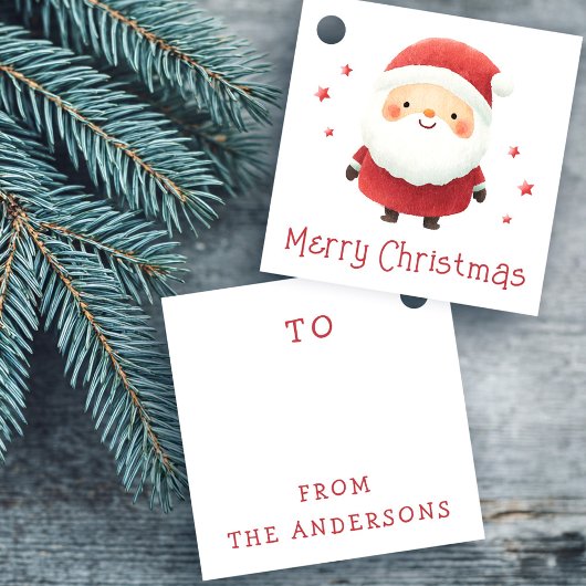 Cute Santa with stars Merry Christmas gift or Geschenkanhänger