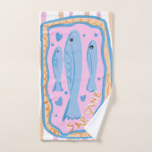 Cute Sardine Art Badhandtuch Set (Handtuch)