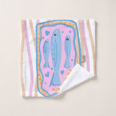 Cute Sardine Art Badhandtuch Set (Waschlappen)