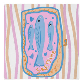 Cute Sardine Art Poster