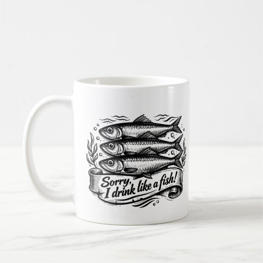 Cute Sardine Fish Quote Kaffeetasse (Links)