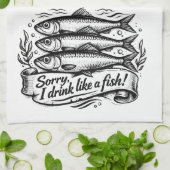 Cute Sardine Fish Quote T-Shirt Geschirrtuch (Gefaltet)