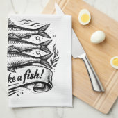 Cute Sardine Fish Quote T-Shirt Geschirrtuch (Viertel Falte)