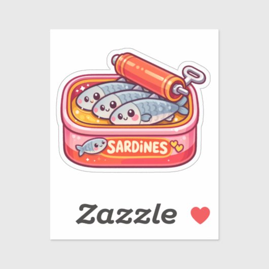 Cute Sardines Can Pink Orange Aufkleber (Blatt)