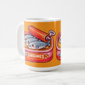 Cute Sardines Can Pink Orange Kaffeetasse (Vorderseite Links)