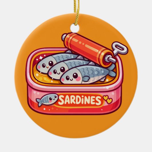 Cute Sardines Can Pink Orange Keramik Ornament (Vorne)