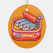 Cute Sardines Can Pink Orange Keramik Ornament (Links)
