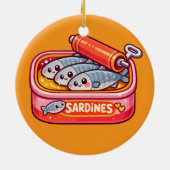 Cute Sardines Can Pink Orange Keramik Ornament (Hinten)