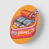 Cute Sardines Can Pink Orange Runde Wanduhr (Winkel)