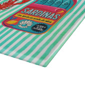Cute sardines cans crustaceans blue striped schneidebrett (Ecke)